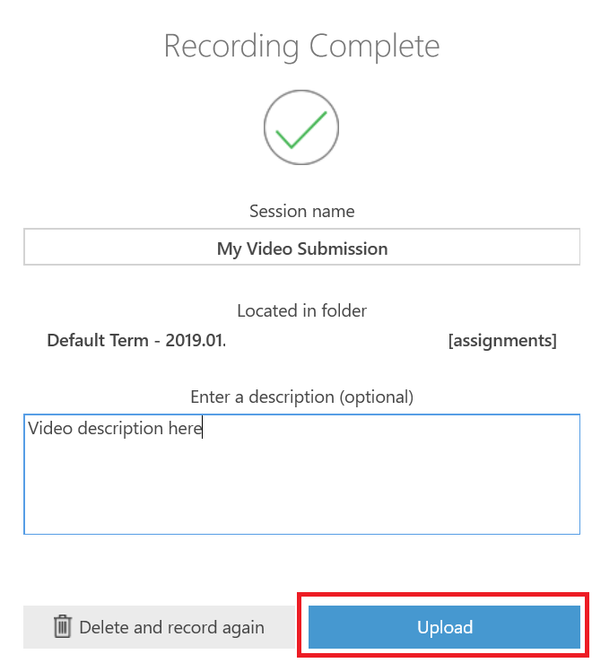 Upload Dialog Box
