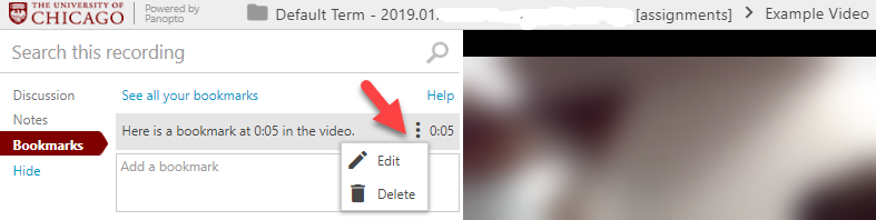 Editing Bookmark
